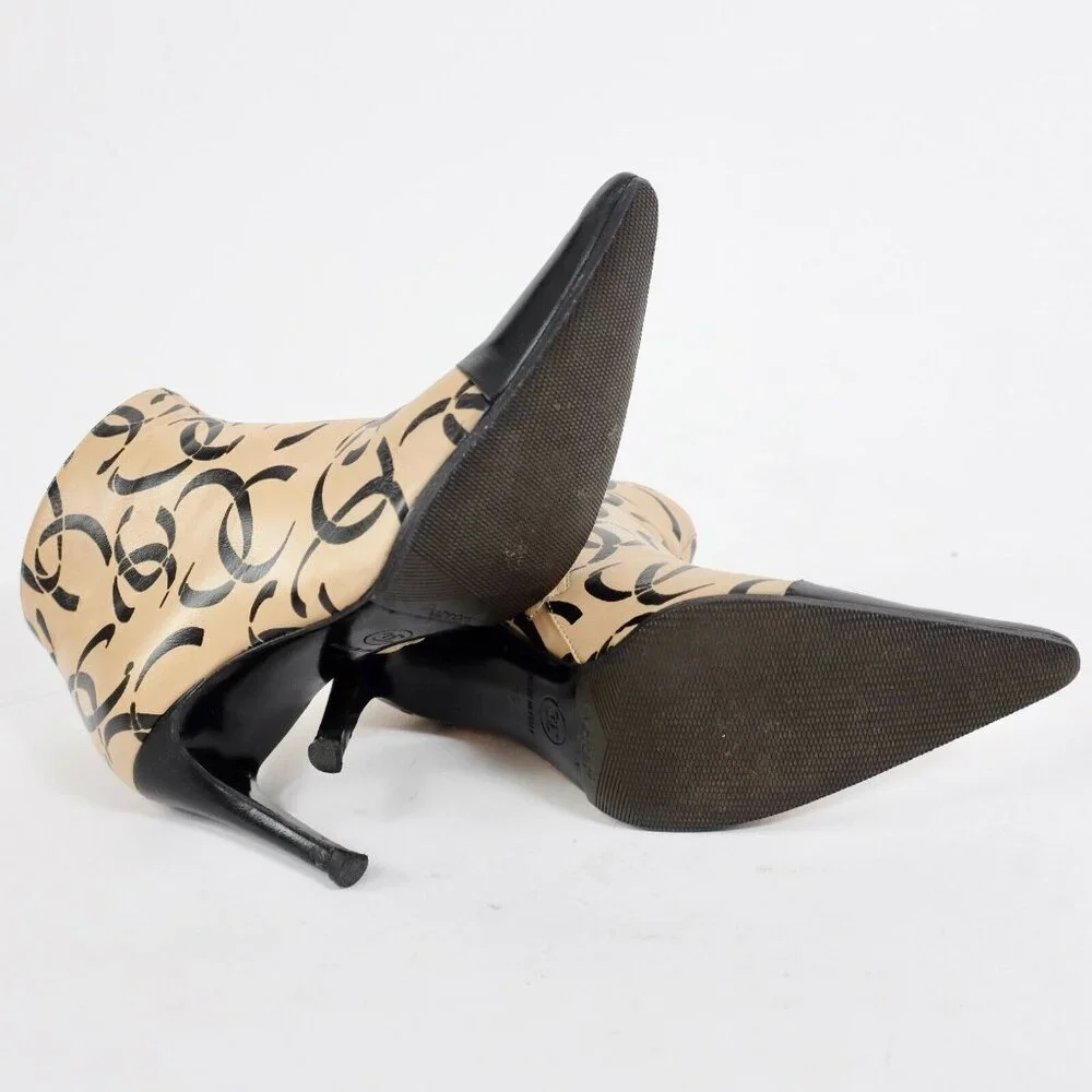 CHANEL Ankle Boots with Black and Cream Design - Picture 16 of 16